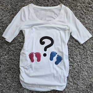 Motherhood Maternity Gender Reveal Graphic Scoop Neck Short Sleeve T-Shirt White